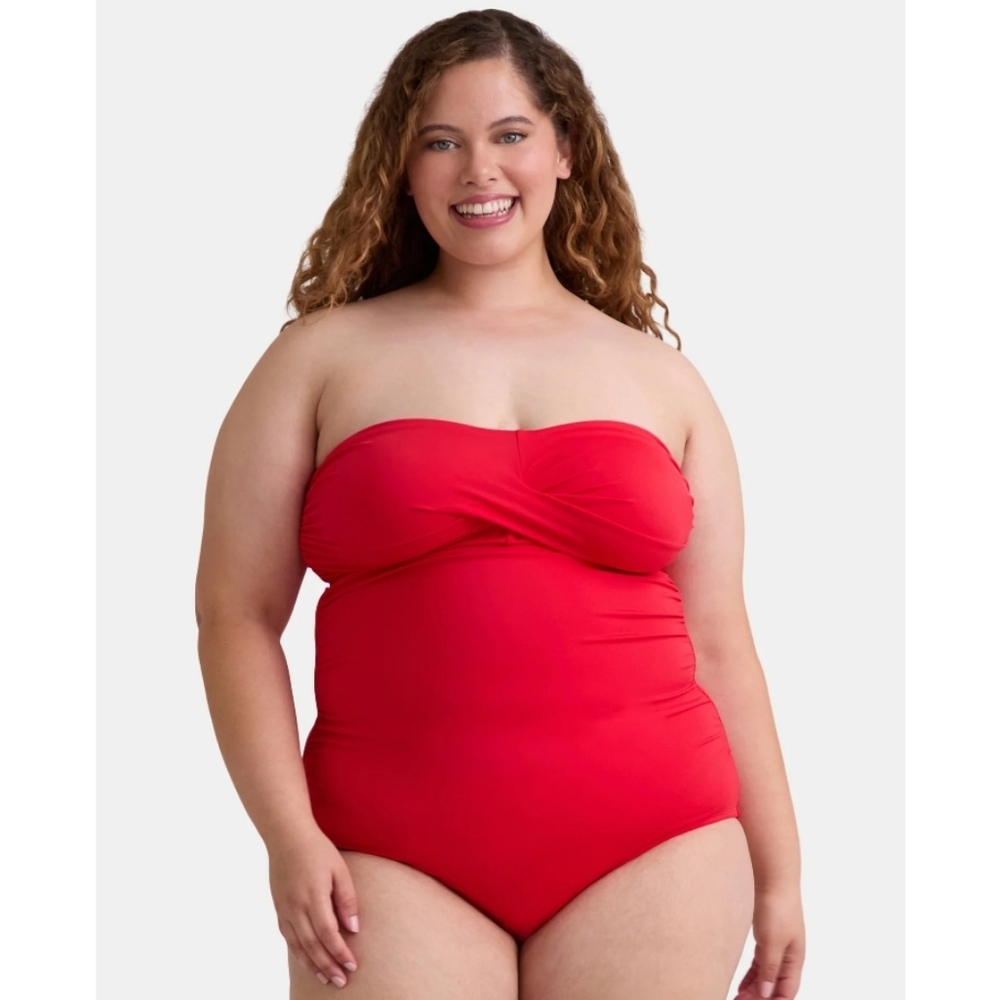 Time and Tru Women’s and Women’s Plus Bandeau Twist Front One Piece Swimsuit 3X